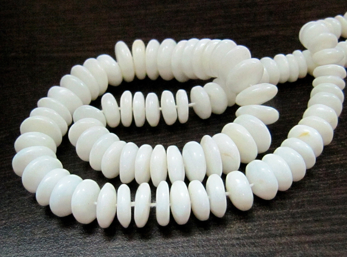 Natural White Opal Smooth Rondelle 6-12mm Size Beads , Exclusive White Opal German Cut Gemstone Beads , Length 8 inches , Graduated Beads