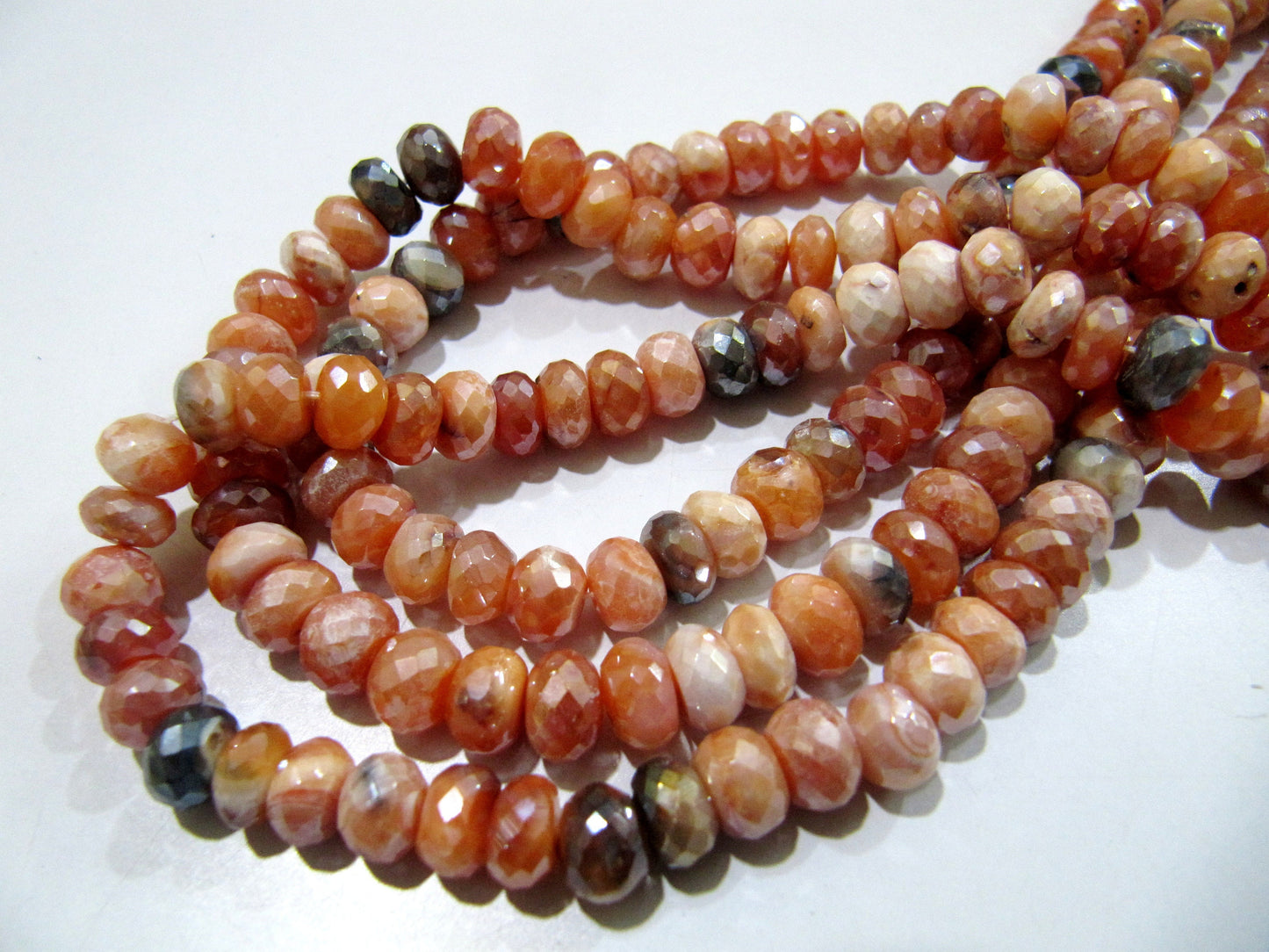 Top Quality Mystic Coated Carnelian / Fire Opal Beads Rondelle Faceted Natural Gemstone Beads 7-8mm Size Strand 8i inch long Wholesale Price