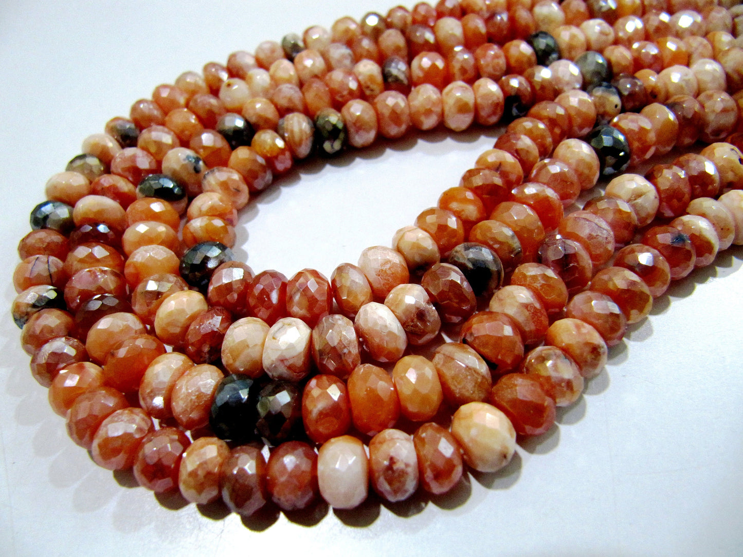 Top Quality Mystic Coated Carnelian / Fire Opal Beads Rondelle Faceted Natural Gemstone Beads 7-8mm Size Strand 8i inch long Wholesale Price