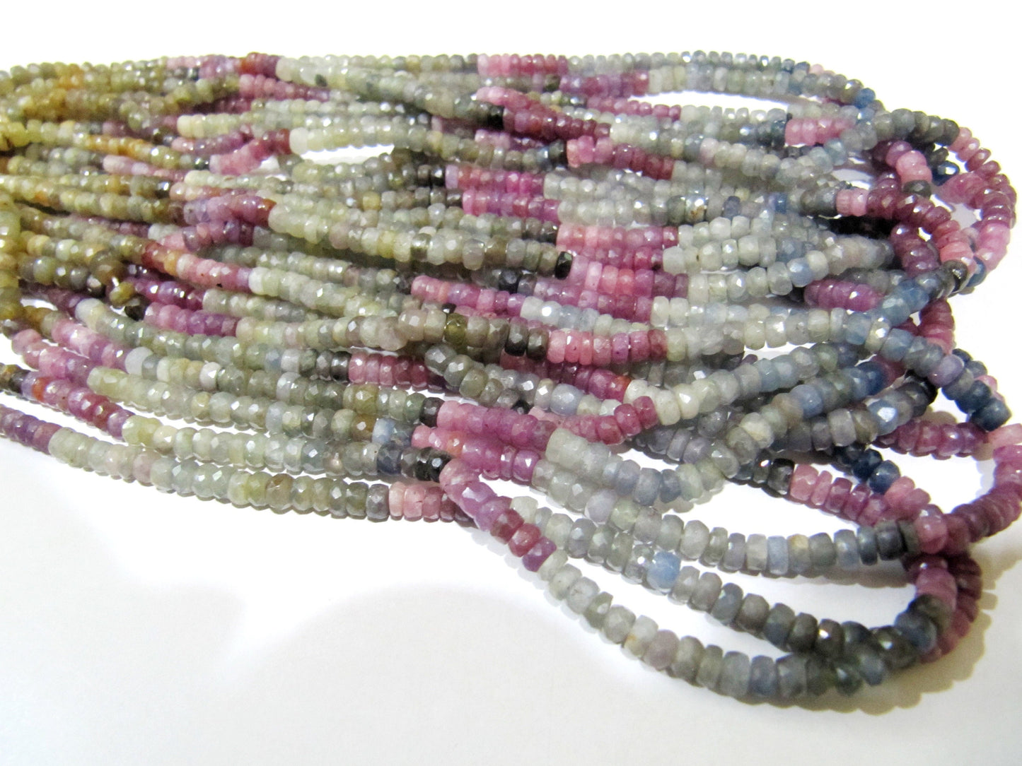 Natural Multi Sapphire Beads 4- 4.5mm Rondelle Faceted Beads 8 inch long Top Quality Sapphire Beads Untreated Gemstone