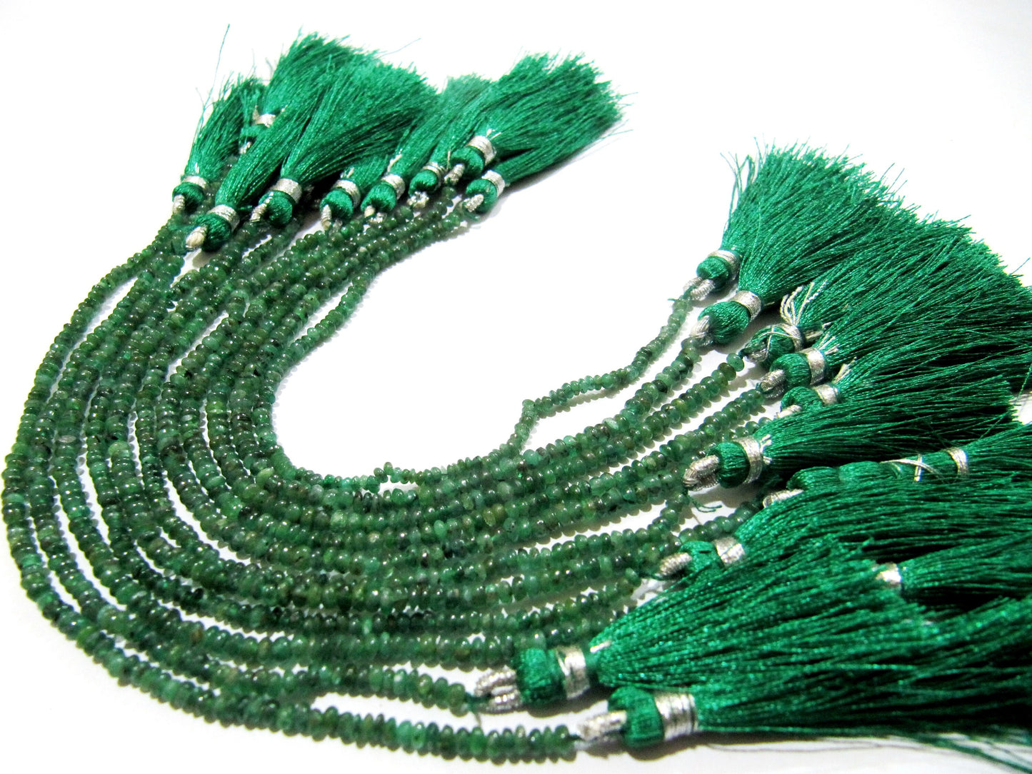 Natural Emerald Rondelle Plain Smooth Beads 2.5-3mm strand 8 inches Zambia Mined Precious Untreated Genuine Emerald Birth Stones