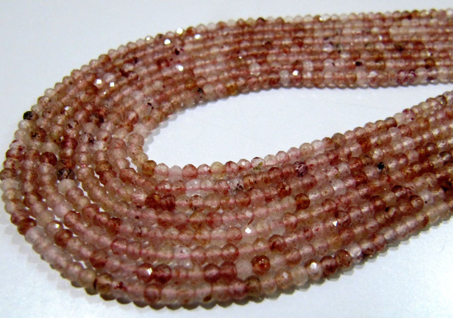 Finest Quality Natural Strawberry Quartz 2-2.5mm Size Beads Beautiful Strawberry Quartz Micro Faceted Rondelle Beads Strand 13 inches long