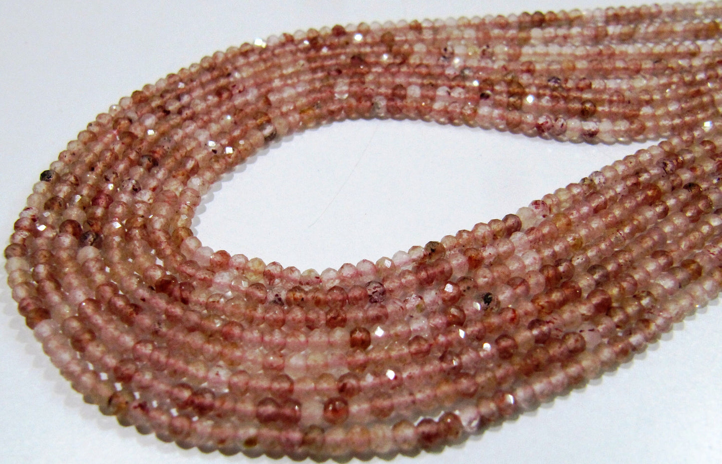Finest Quality Natural Strawberry Quartz 2-2.5mm Size Beads Beautiful Strawberry Quartz Micro Faceted Rondelle Beads Strand 13 inches long