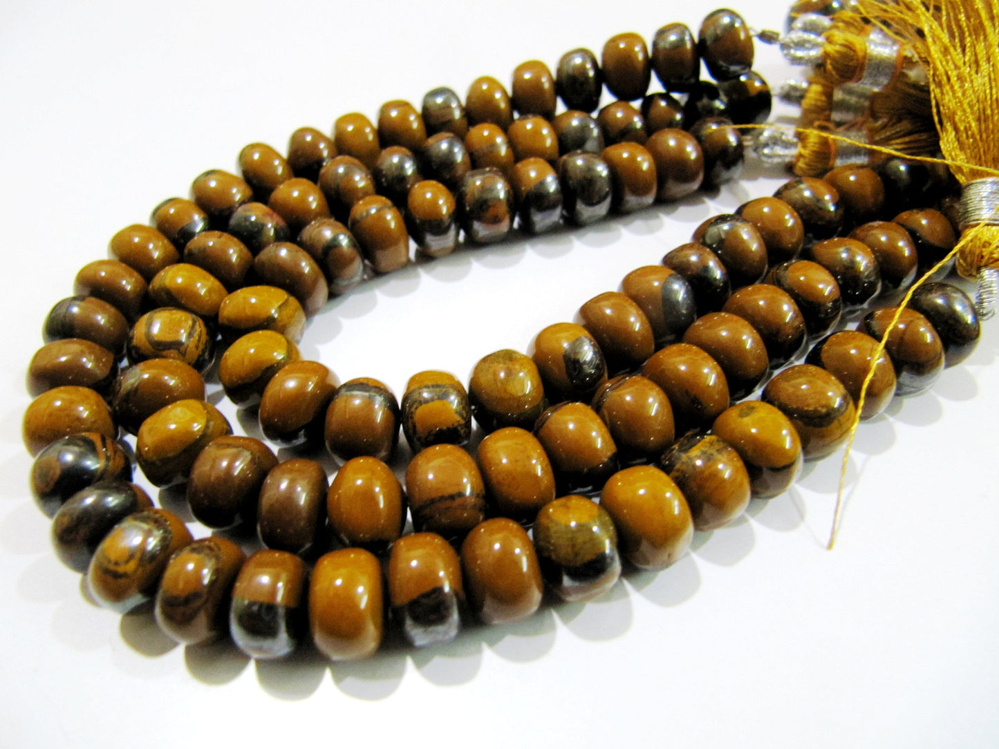 Extremely High Quality Natural Genuine Tiger Eye Plain Rondelle Beads / Smooth Rondelle Beads 8-9mm Size Sold per Strand 8 inch long