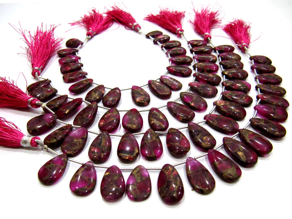 Pink Oyster Turquoise Pear Shape Smooth Plain Size 10x16 To 12x20mm Pink Color shaded Beads Strand 8 inches Long Sold Per Strand