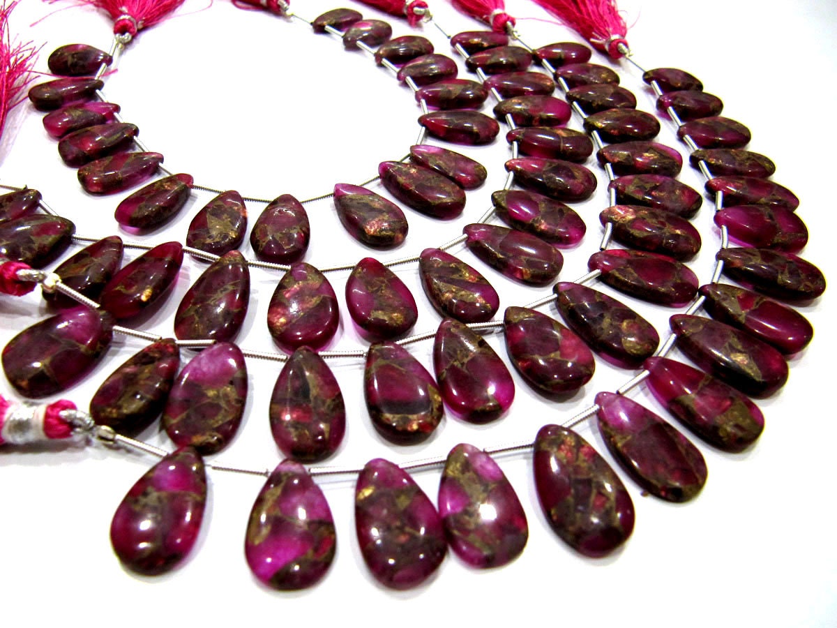 Pink Oyster Turquoise Pear Shape Smooth Plain Size 10x16 To 12x20mm Pink Color shaded Beads Strand 8 inches Long Sold Per Strand