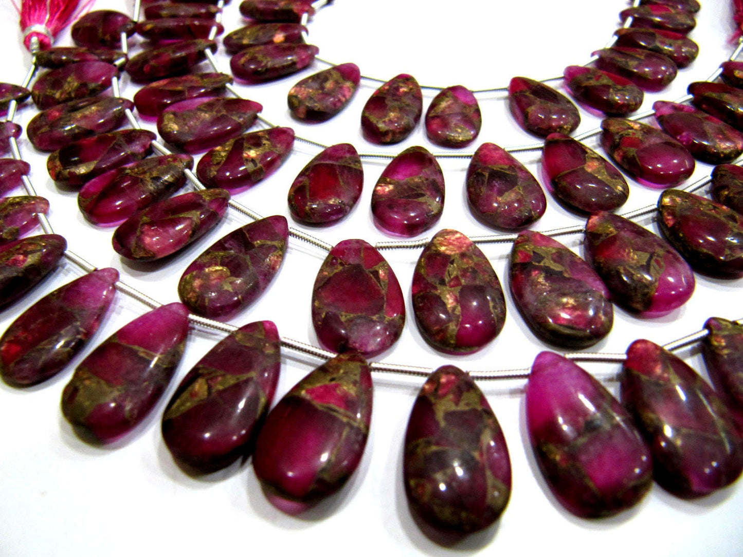 Pink Oyster Turquoise Pear Shape Smooth Plain Size 10x16 To 12x20mm Pink Color shaded Beads Strand 8 inches Long Sold Per Strand