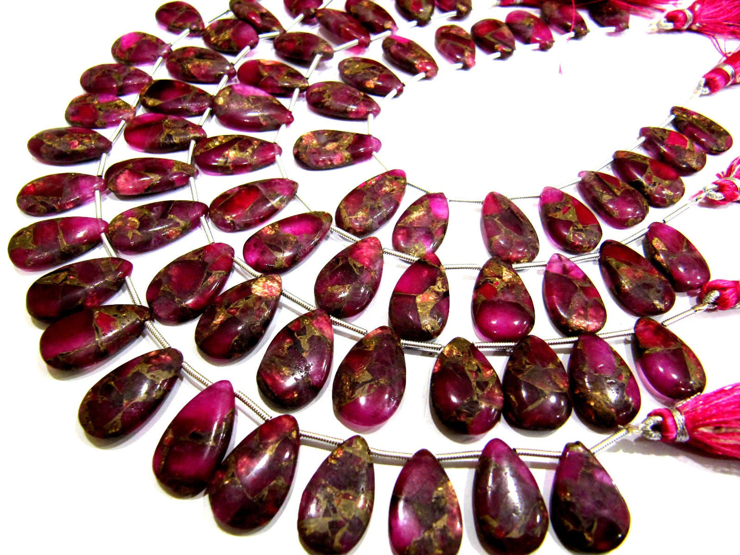Pink Oyster Turquoise Pear Shape Smooth Plain Size 10x16 To 12x20mm Pink Color shaded Beads Strand 8 inches Long Sold Per Strand