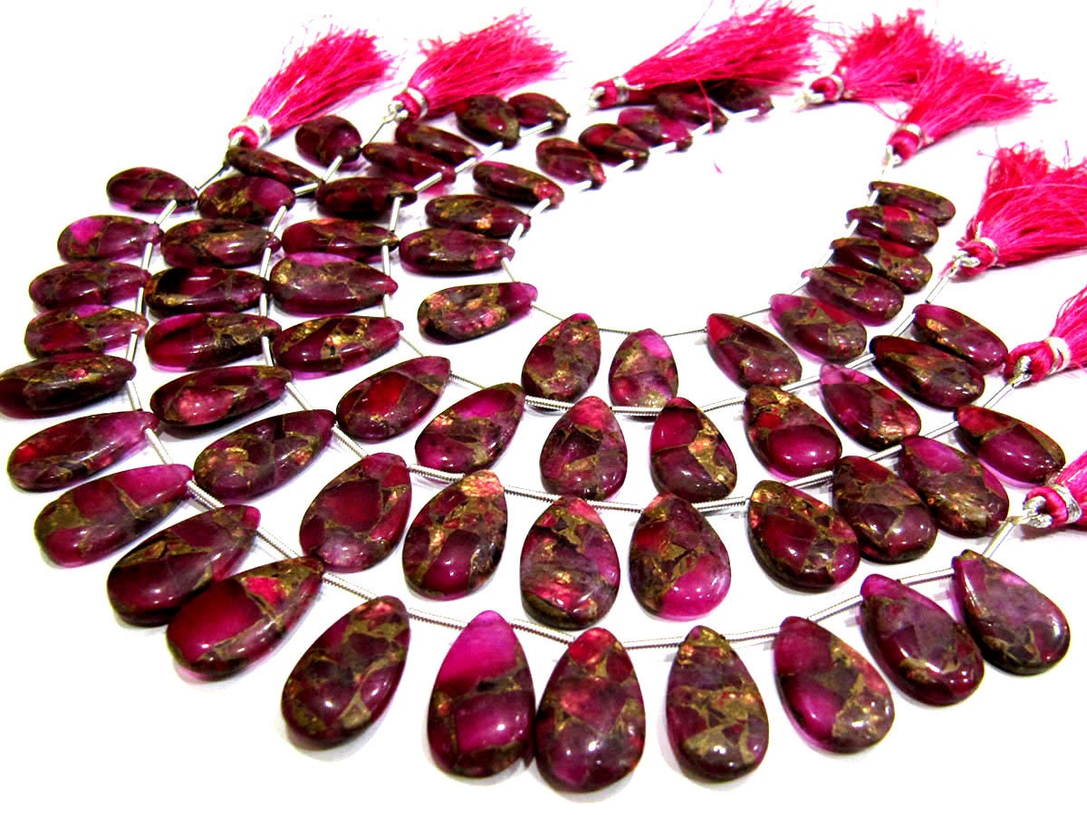 Pink Oyster Turquoise Pear Shape Smooth Plain Size 10x16 To 12x20mm Pink Color shaded Beads Strand 8 inches Long Sold Per Strand