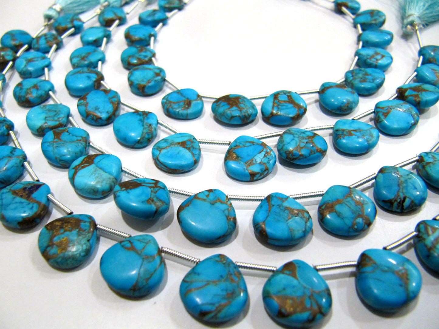 Sky Blue Oyster Turquoise Heart Shape Smooth Plain Size 12mm Sky Blue Color shaded Beads Strand 8 inch Long Sold Per Strand Wholesale Price