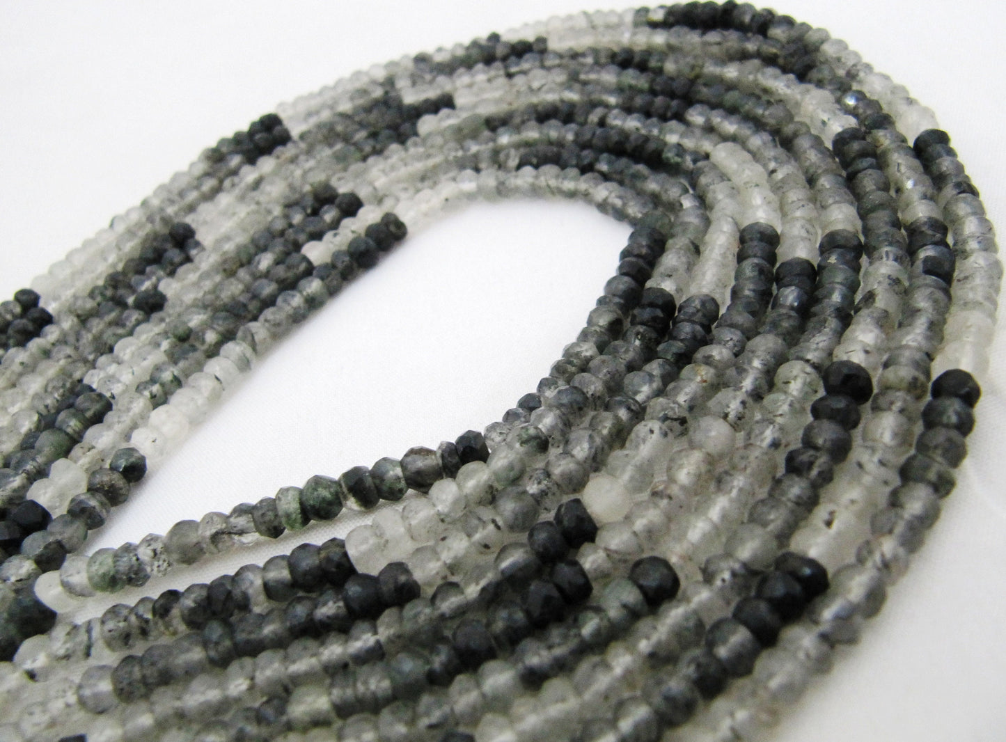Natural High Quality Genuine Black Rutilated Quartz Rondelle Faceted Beads Size 4-5mm Sold per Strand of 13inch Long Semi Precious Jewelry