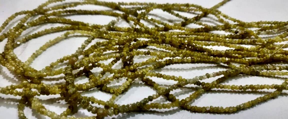 Natural Yellow Diamond Beads Size 2-3 mm Rondelle Faceted Strand 15 inches Long Wholesale Prices Jewelry Making Gemstone Beads