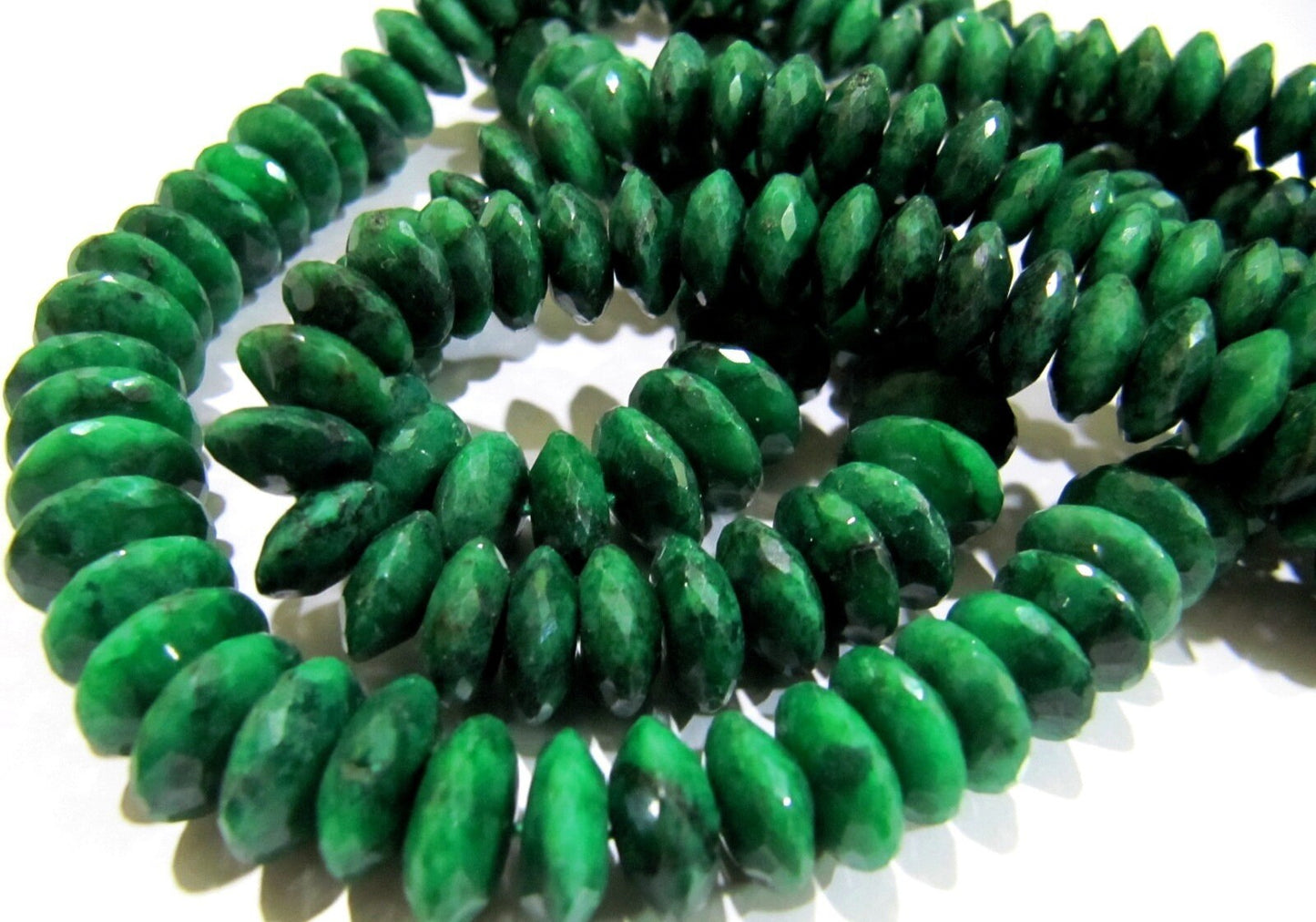 Natural Emerald German Cut Rondelle Faceted Beads 8to12 mm Strand 4 inches Long Best Quality Precious Beads Graduated Beads Wholesale Price