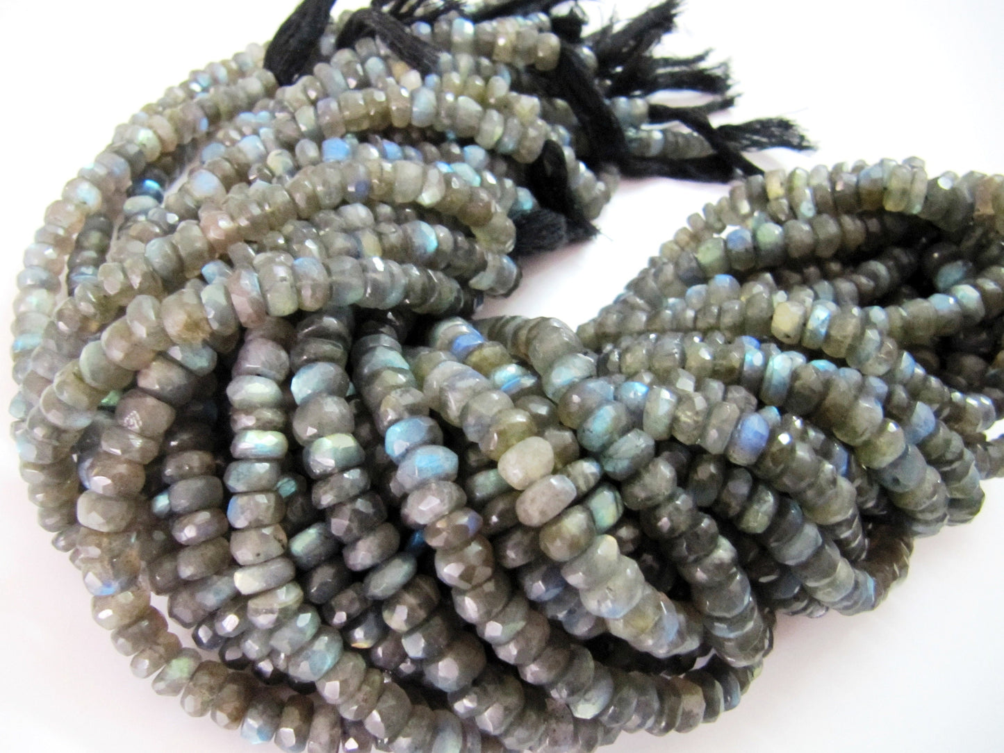 Natural Labradorite Rondelle Faceted 7-8mm Beads Blue Flashy Strands 8 inch Long Top Quality Black Rainbow Jewelry making Gemstone Beads