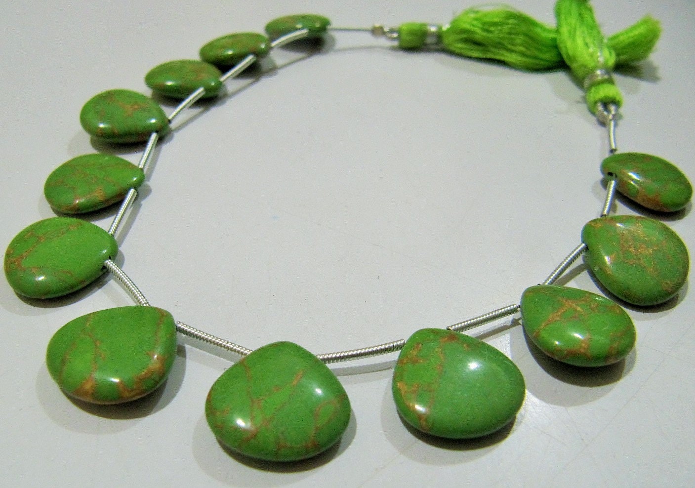 AAA Quality Green Copper Turquoise Heart Shape Plain Smooth Size 14-15mm Beads Strand 8 inches Long Sold Per Strand 12 Beads Per Strand