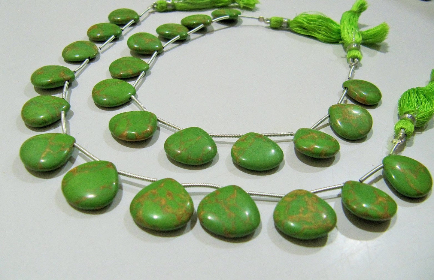 AAA Quality Green Copper Turquoise Heart Shape Plain Smooth Size 14-15mm Beads Strand 8 inches Long Sold Per Strand 12 Beads Per Strand