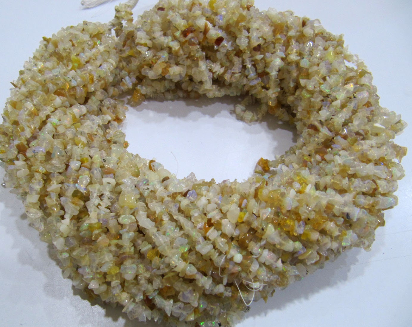 Natural Ethiopian Opal Irregular Chip Gravel Uncut Nugget 4mm To 5mm Jewelry Making Beads Strand 15 Inches Long Sold Per Strand