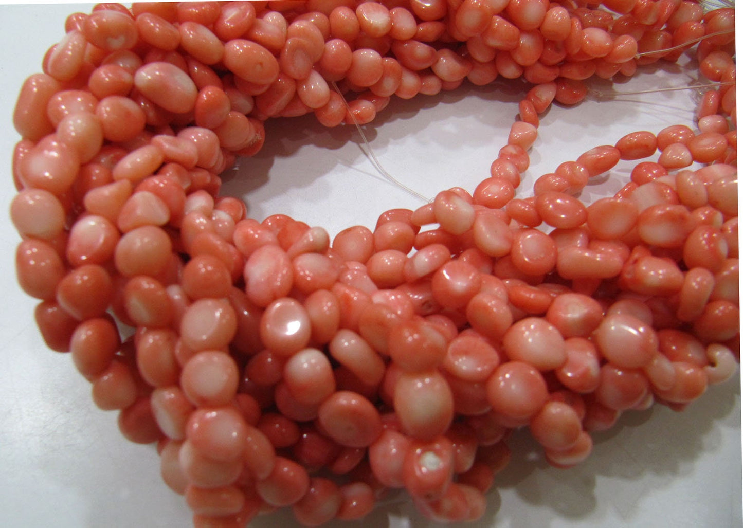 Natural Pink Coral Nugget Free Shape Tumbled 6mm To 8mm Beads Strand 16 Inches Long Jewelry Making Beads Sold Per Strand Wholesale Prices