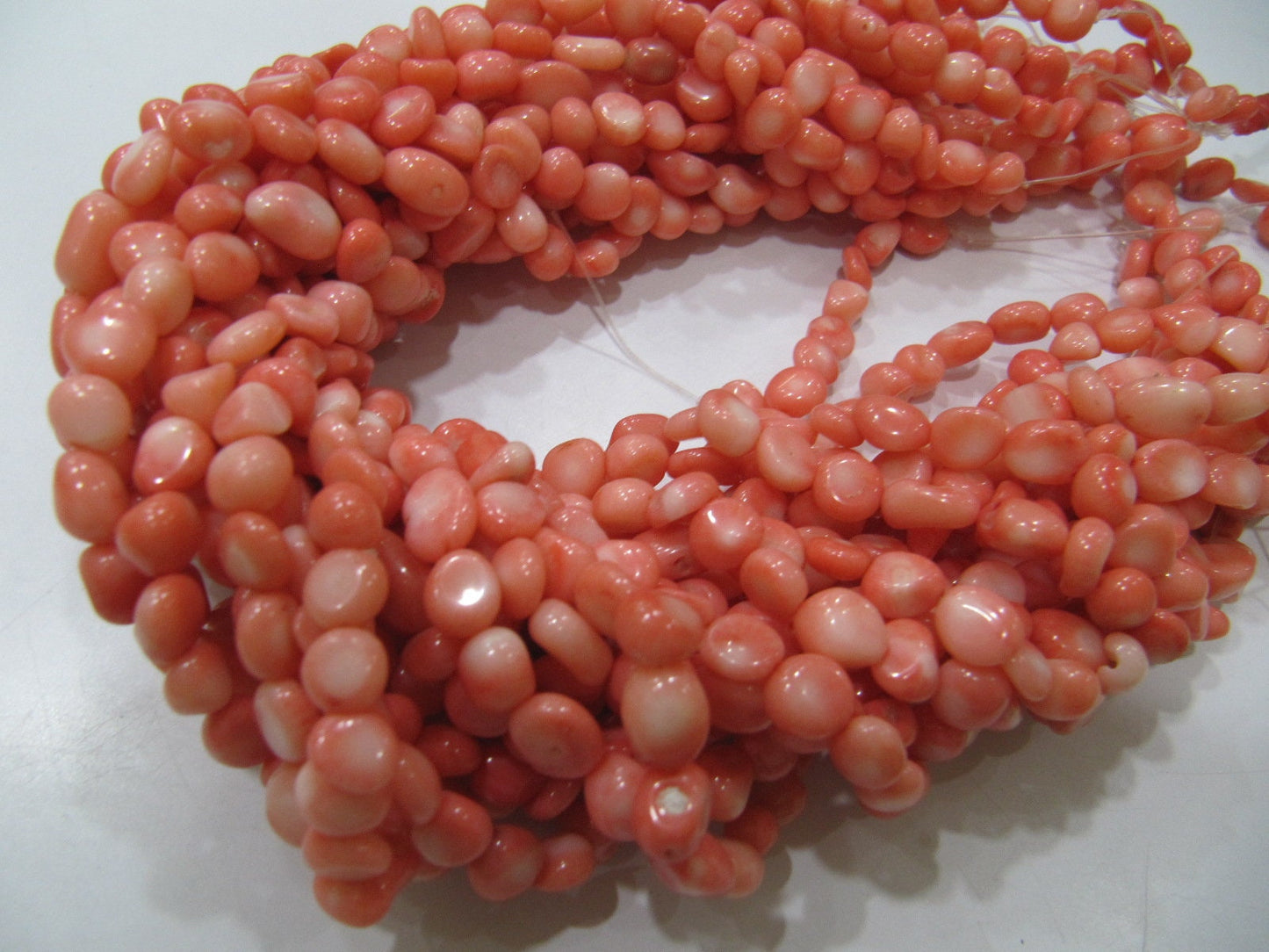 Natural Pink Coral Nugget Free Shape Tumbled 6mm To 8mm Beads Strand 16 Inches Long Jewelry Making Beads Sold Per Strand Wholesale Prices