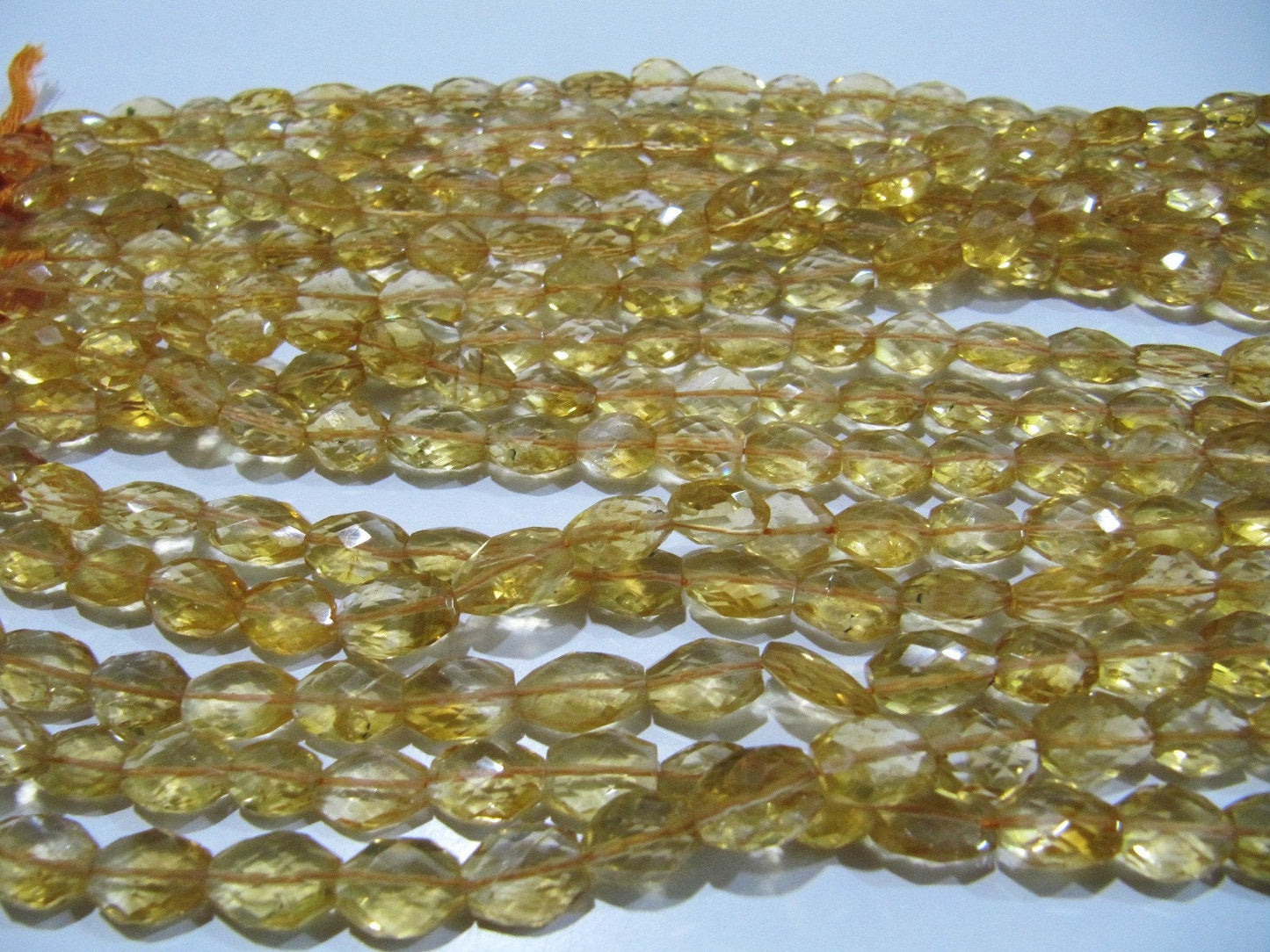 Natural Citrine Oval Faceted Beads Genuine Citrin Briolette Beads Size 7x9mm to 9x12mm 8 inches Long sold per Strand in Wholesale Rates