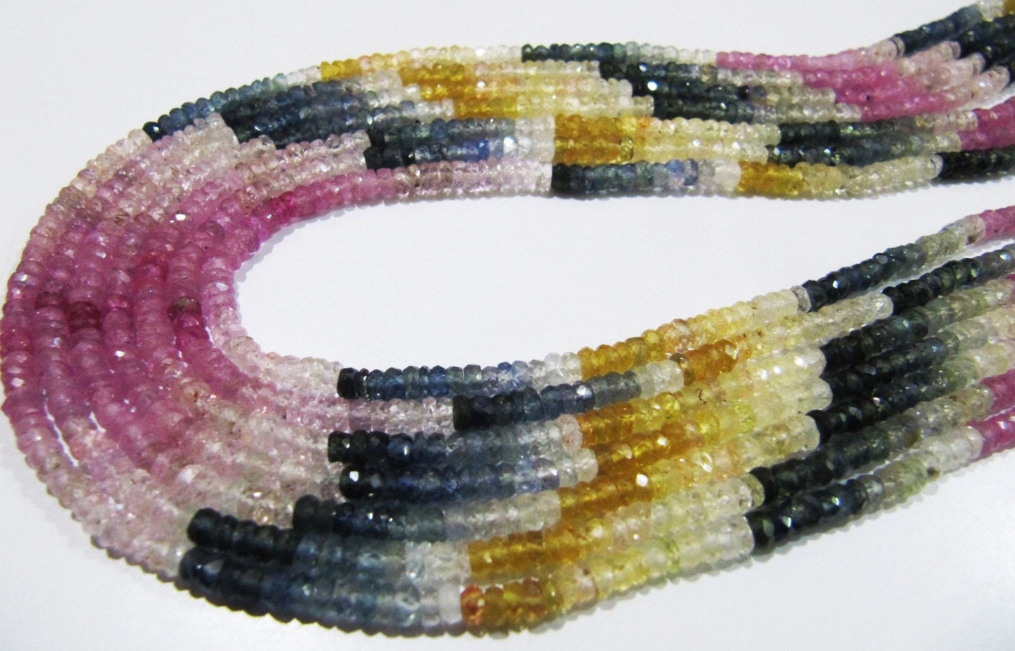Natural Multi Sapphire Rondelle Faceted 3.5 To 4 mm Beads Gemstone AAA Quality Multi Color Beads Precious Jewelry Making Beads