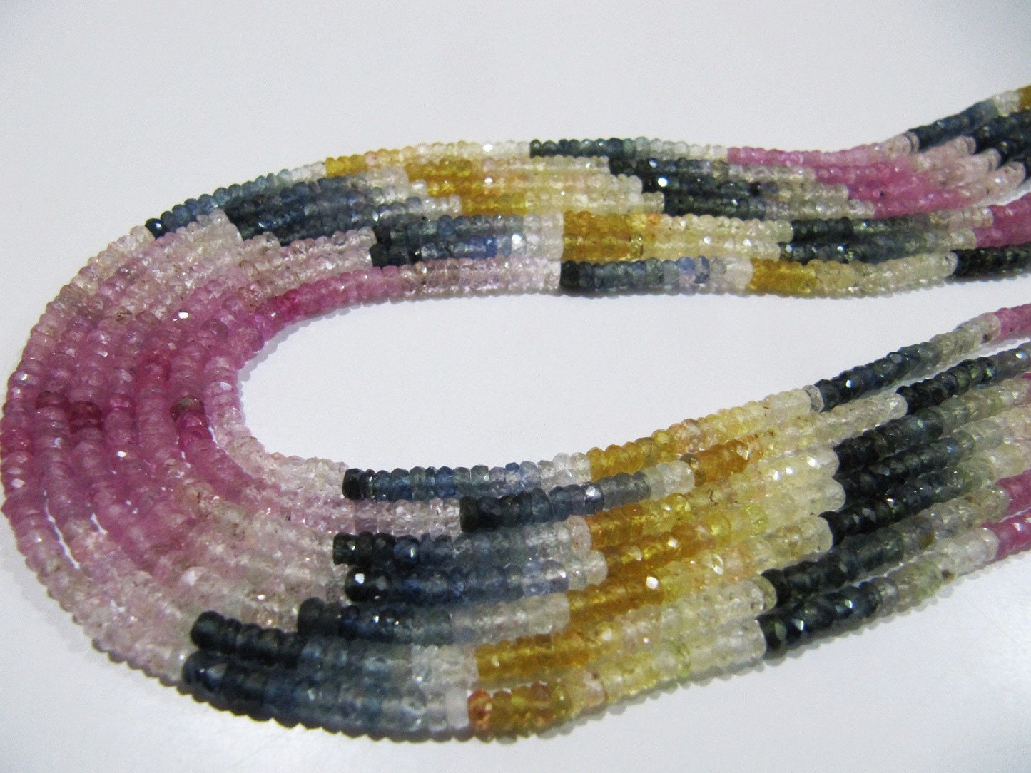 Natural Multi Sapphire Rondelle Faceted 3.5 To 4 mm Beads Gemstone AAA Quality Multi Color Beads Precious Jewelry Making Beads