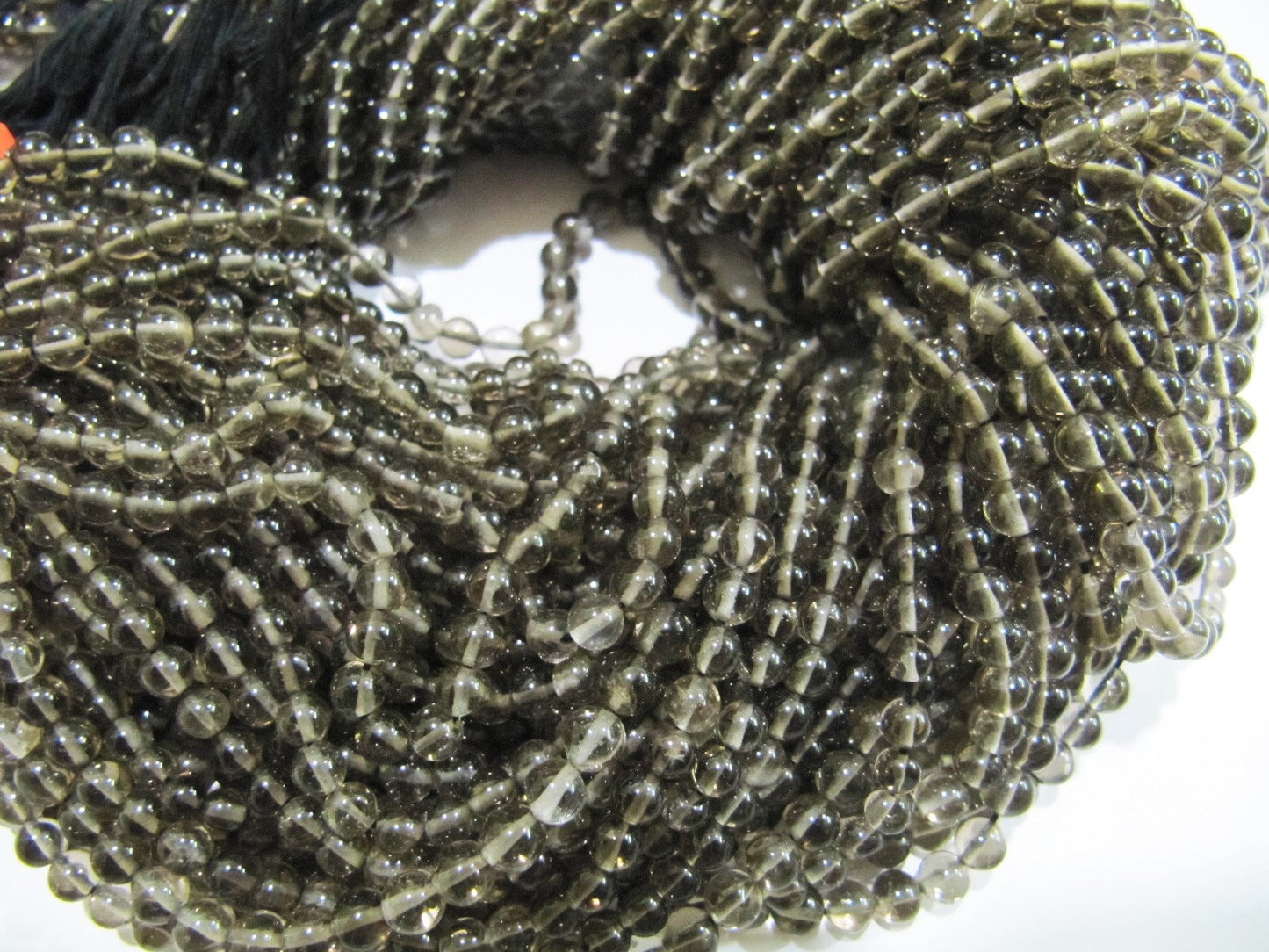 Natural Genuine Smoky Quartz Round Plain Smooth 4-5 mm Brown Color beads for Jewelry Making Sold Per Strand 13 Inches Long Wholesale Price