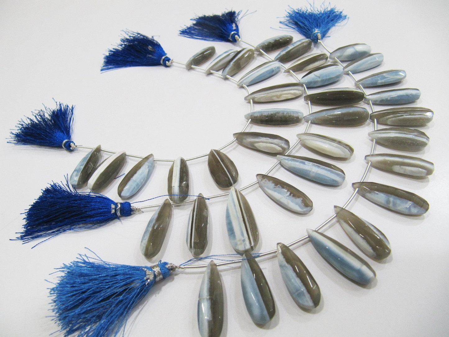 Natural Bio Opal Faceted Cut Pear Shape Briolette Drops, Flat Drops Beads, Beads Size Approx 10x22 To 11x25mm Strand 8 Inch long