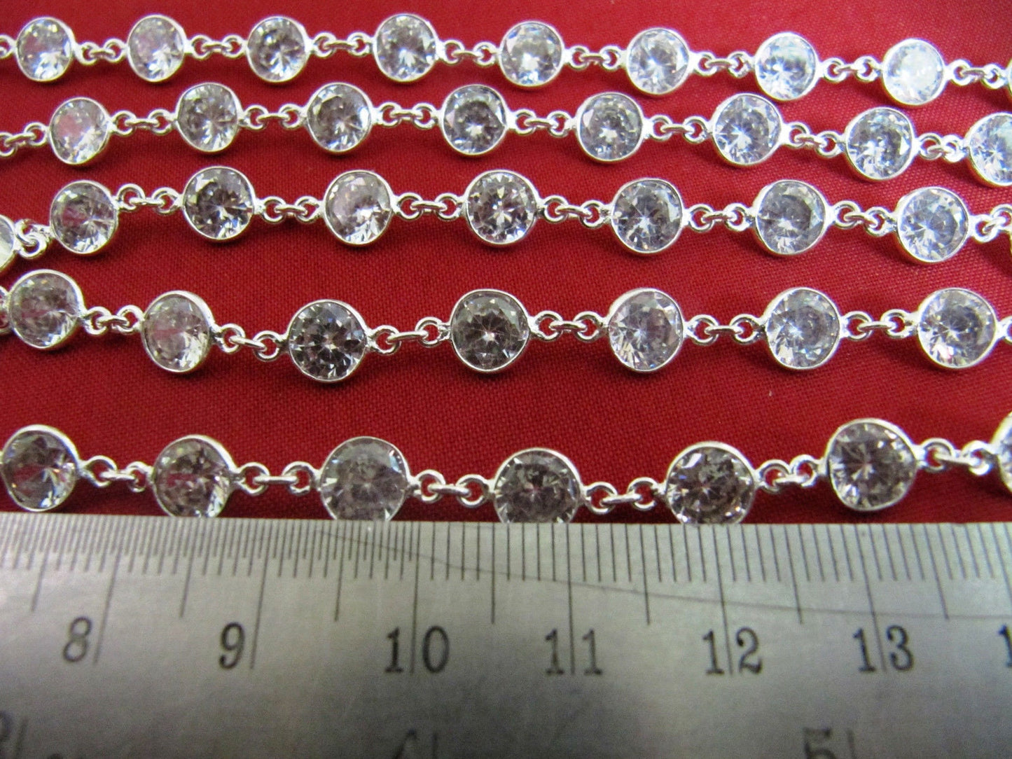 1 Foot- Cubic Zirconia Briolette Round Coin Shape Size 6mm Bezel Gold /Silver/Black/Rose Gold Plated Handmade Tiff Connector Chain