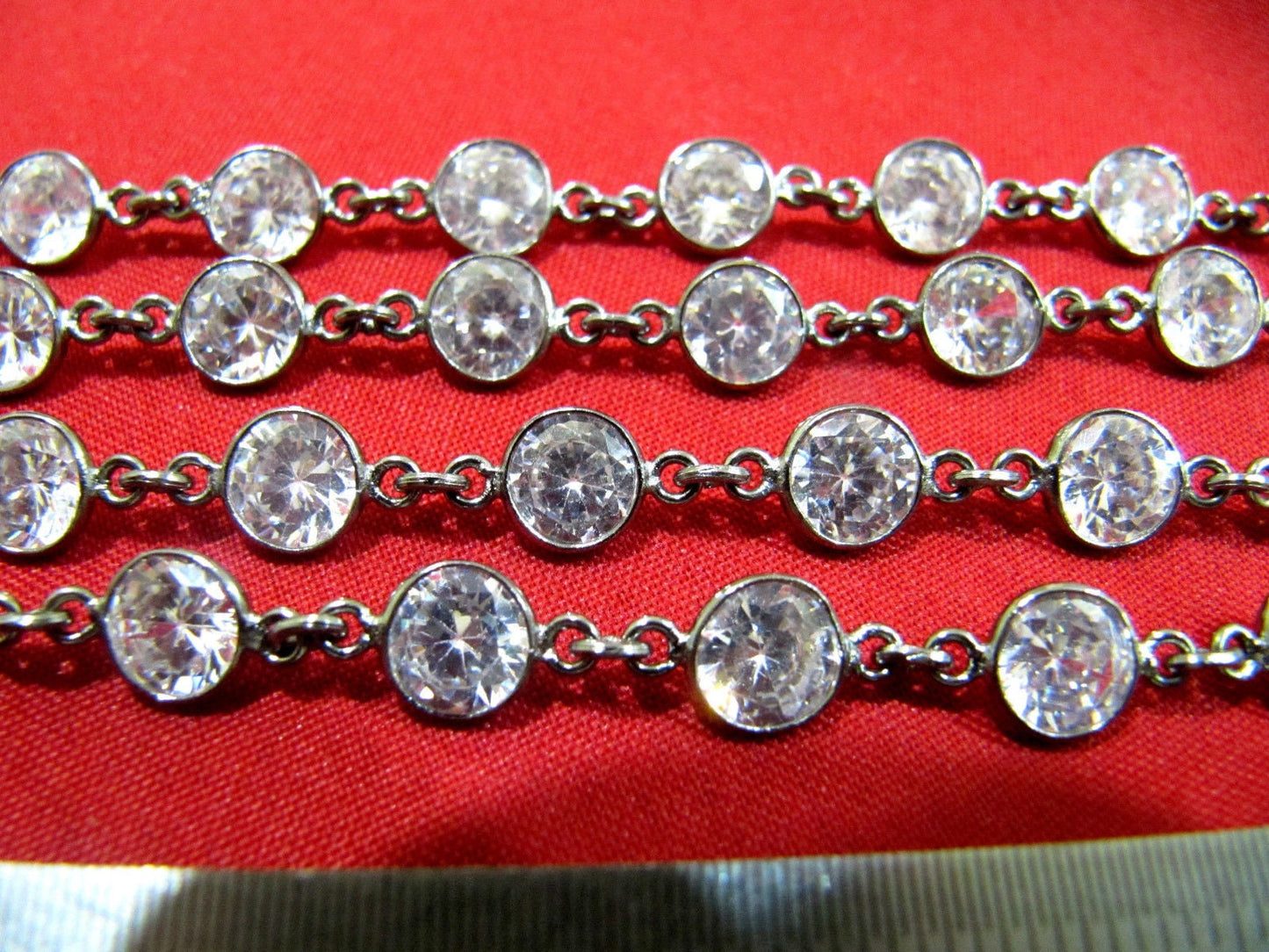 1 Foot- Cubic Zirconia Briolette Round Coin Shape Size 6mm Bezel Gold /Silver/Black/Rose Gold Plated Handmade Tiff Connector Chain