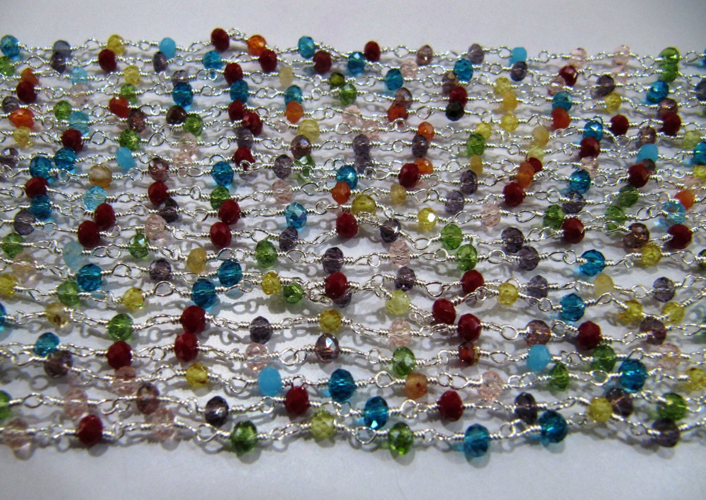 3- Feet AAA Quality Multi color stone beads Rondelle Faceted Size 3mm Beaded Rosary Chain Wholesale Prices Jewelry Making Gemstone chain