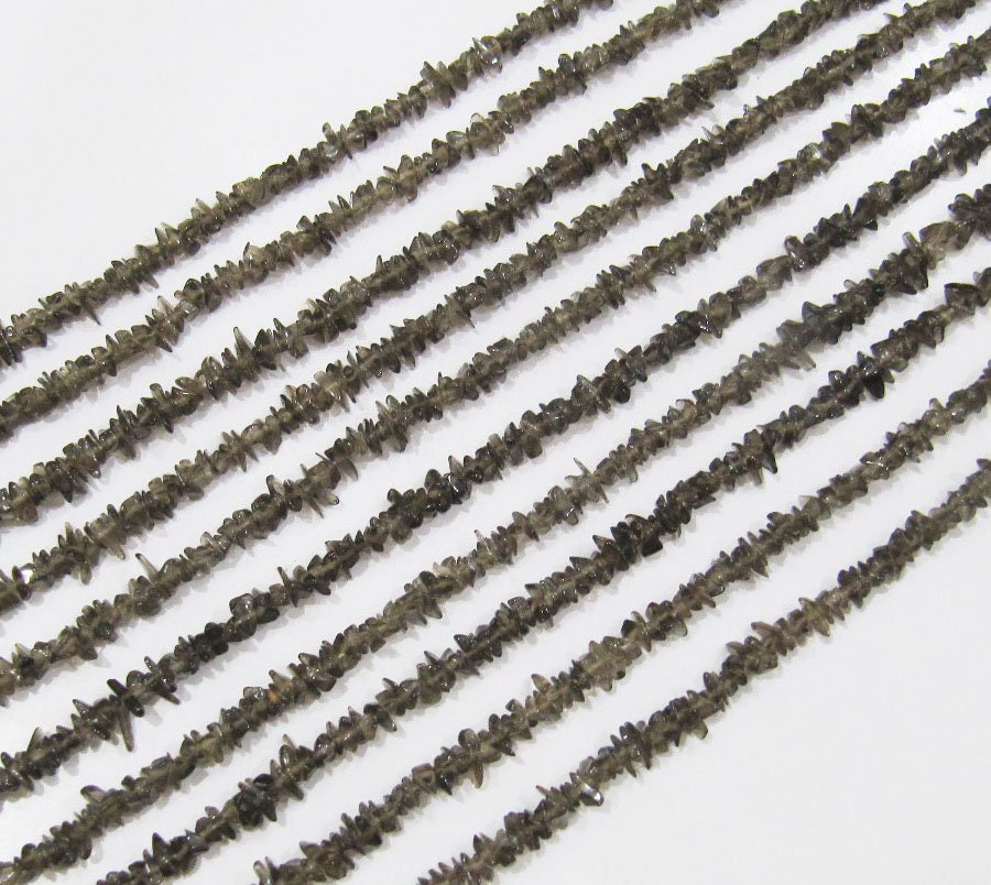 Natural Smoky Quartz Irregular Chip Gravel Uncut Nugget 3-4mm Brown Color Jewelry Making Beads Strand 34 Inches Long Sold Per Strand
