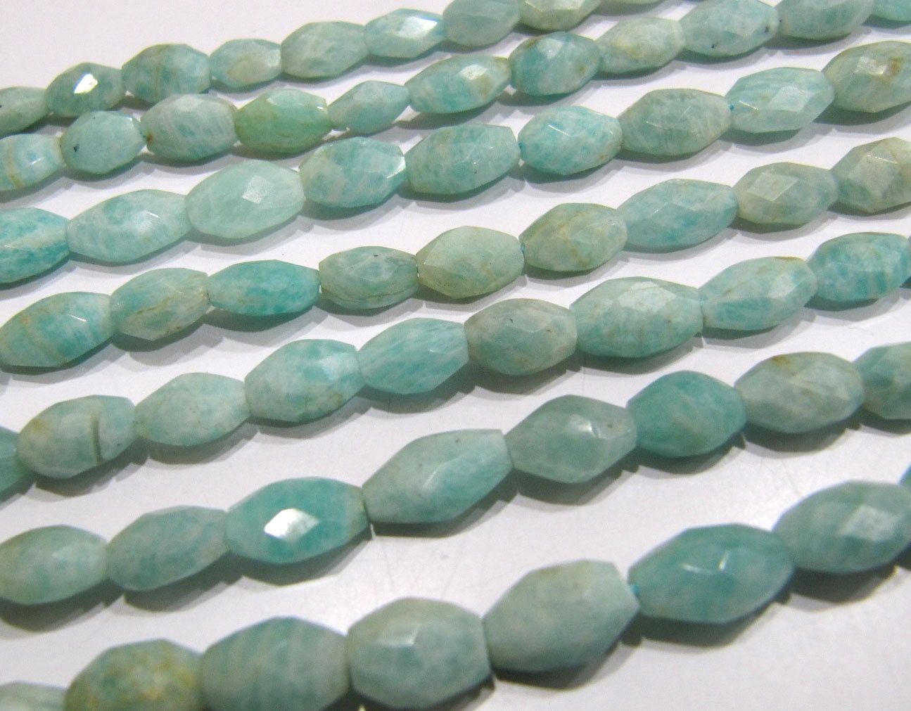 Natural Amazonite Oval Faceted Briolette Beads Size 10mm to 12mm Light Green Color Mani Shape Gemstone Beads sold per Strand 13 Inches
