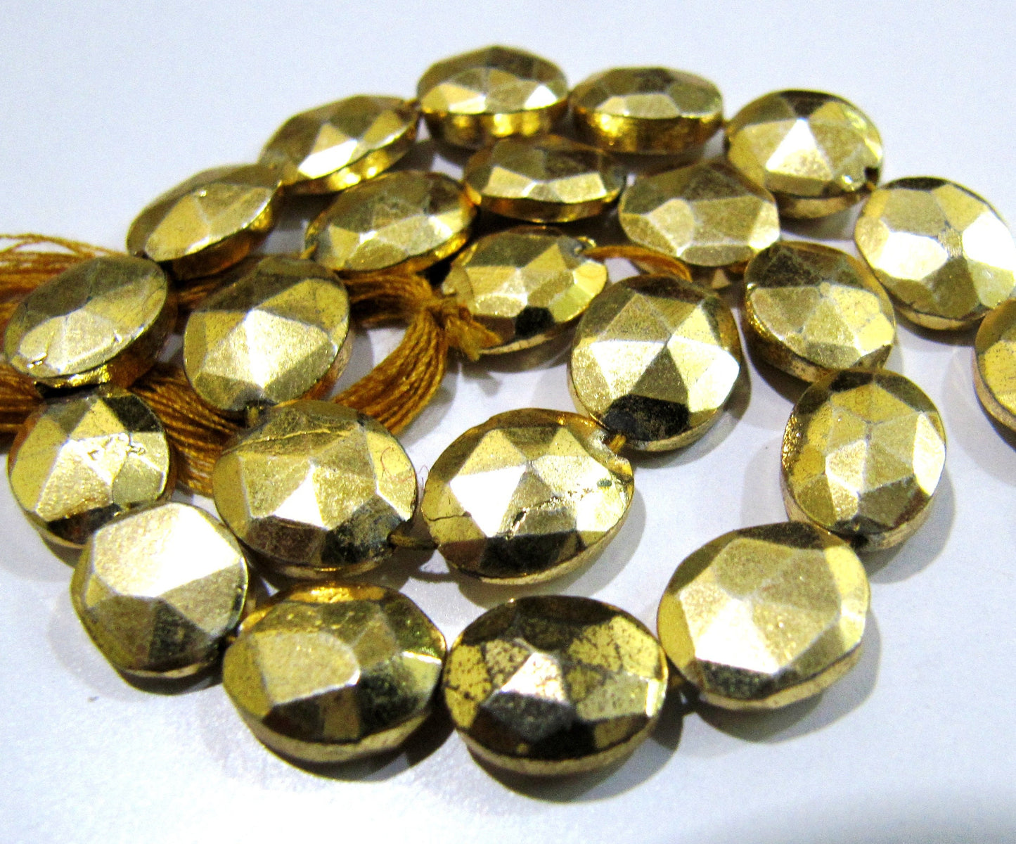 Natural Golden Pyrite Beads Oval Faceted Golden Coated Pyrite Beads 8x10mm Size Beads Strand 9 inches long wholesale Prices