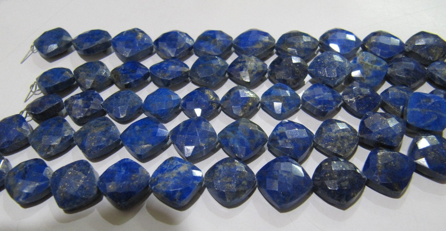 Natural Lapis Lazuli Cushion Shape Beads Square shape briolette Beads 11-12mm Strand 8 inch long Jewelry Making Beads Wholesale Prices