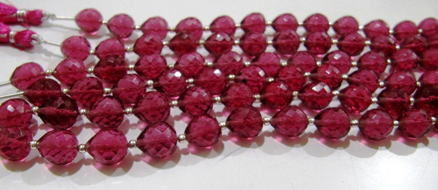 Rubellite Pink Quartz Teardrop Shape Faceted Briolette 10mm Beads Pink Color Beads sold per Strand 8 inches Long wholesale Rates