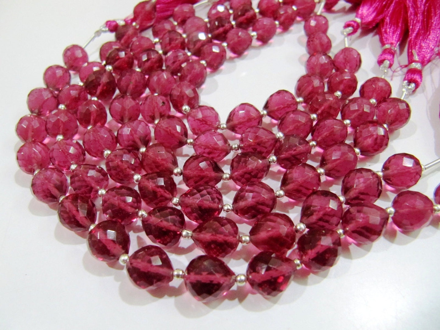 Rubellite Pink Quartz Teardrop Shape Faceted Briolette 10mm Beads Pink Color Beads sold per Strand 8 inches Long wholesale Rates