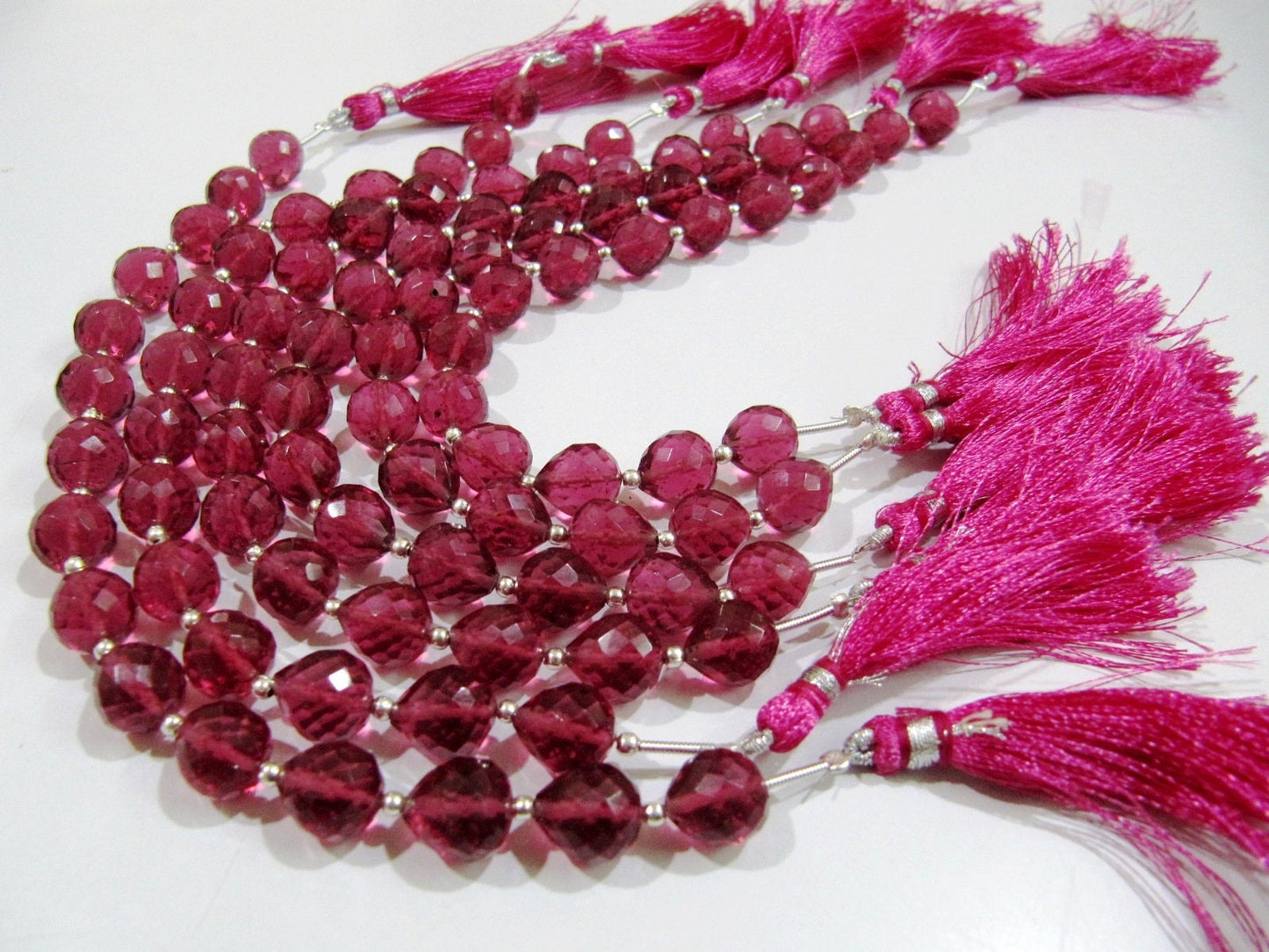 Rubellite Pink Quartz Teardrop Shape Faceted Briolette 10mm Beads Pink Color Beads sold per Strand 8 inches Long wholesale Rates