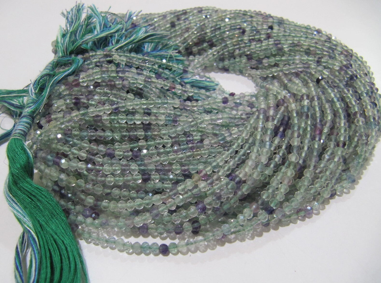Natural Fluorite Multi Color Beads Fluorite Rondelle Shape Faceted 3mm Beads Green Beads, Purple Beads Strand 13 Inch Long