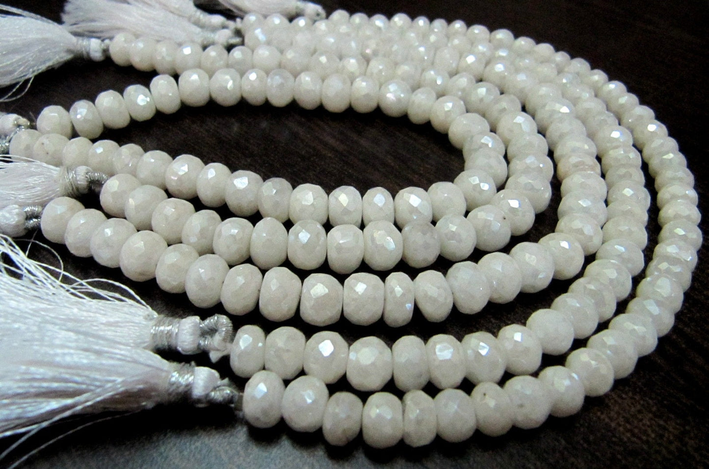 Natural Silverite Quartz Beads 10-11mm, Top Quality Rondelle faceted Silverite Chalcedony Beads, Strand 8 inch long, Mystic Silver Coated