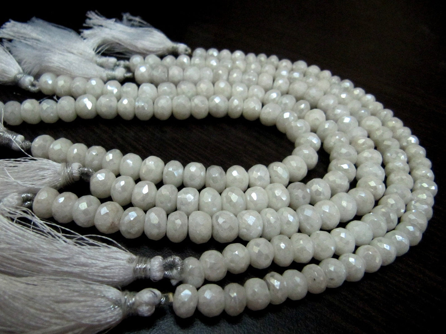 Natural Silverite Quartz Beads 10-11mm, Top Quality Rondelle faceted Silverite Chalcedony Beads, Strand 8 inch long, Mystic Silver Coated