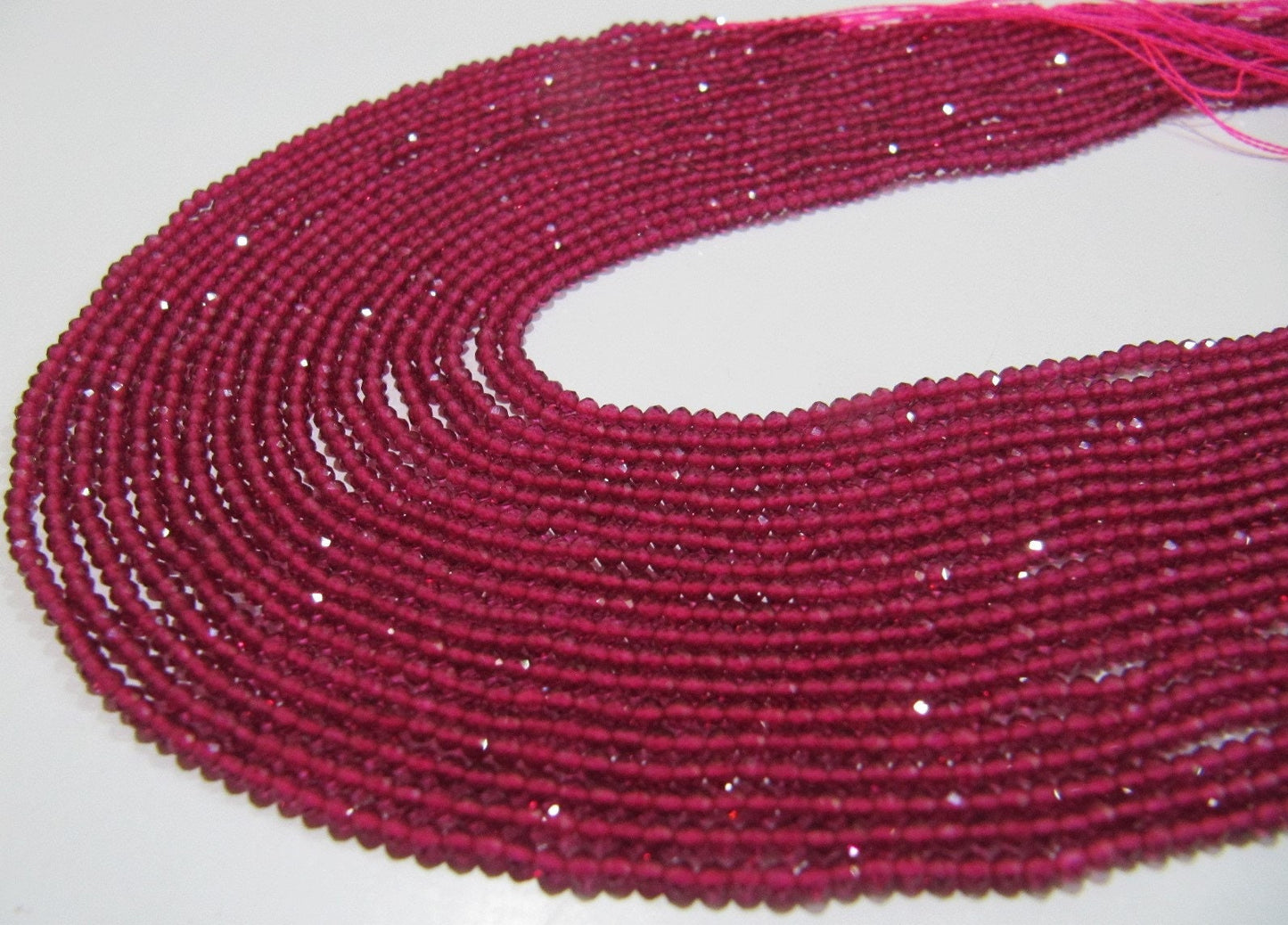 AAA Quality Natural Ruby Lab created Size 2mm Round Faceted Beads Strand 15 Inches Long , Ruby Imitation Red Color Beads For Jewelry Making