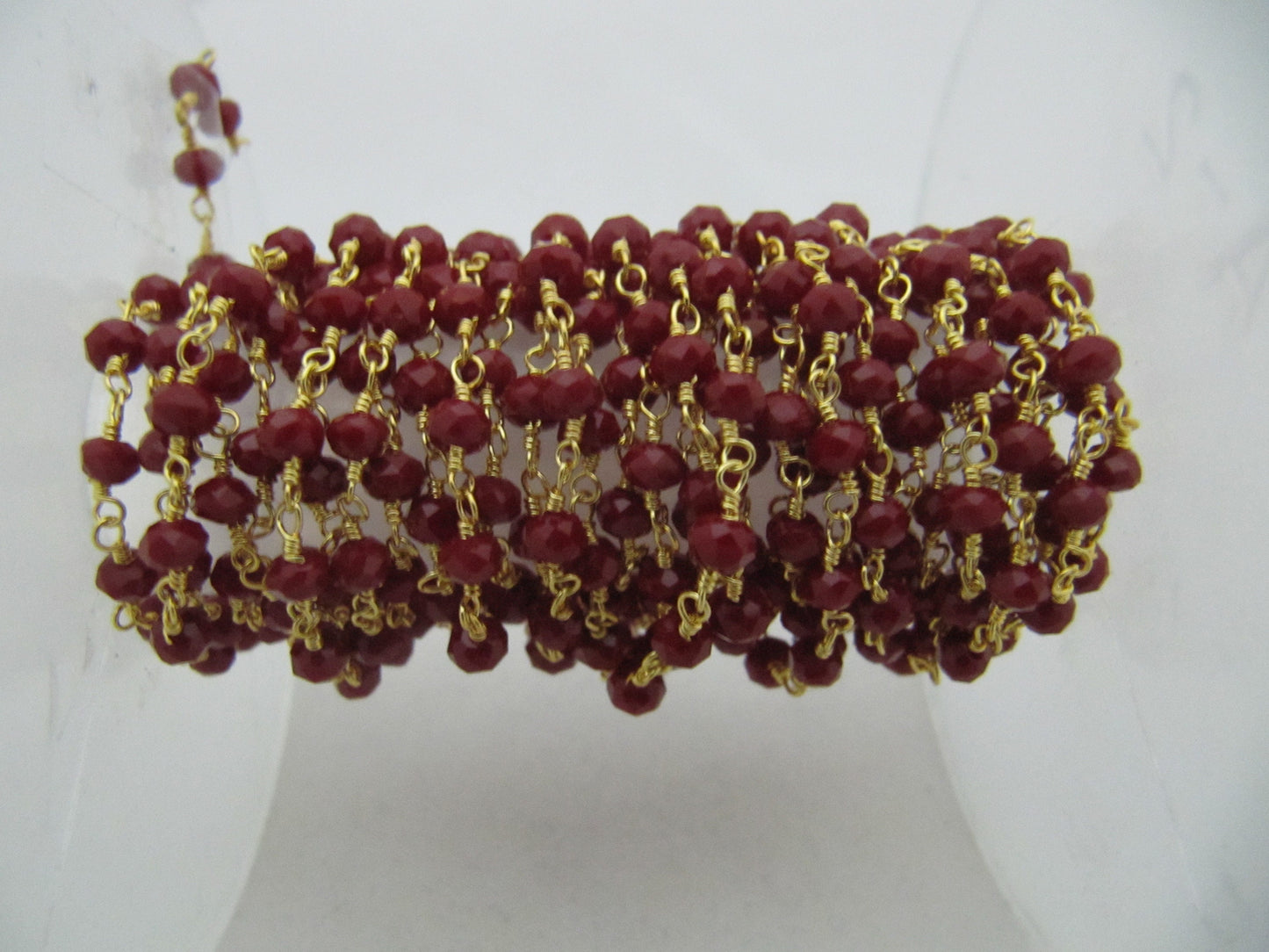 3 Ft-Coral Quartz Rosary Chain Rondelle Faceted Beaded 3mm Size Coral Hydro Quartz Bead Chain Wholesale Prices Crystal chain
