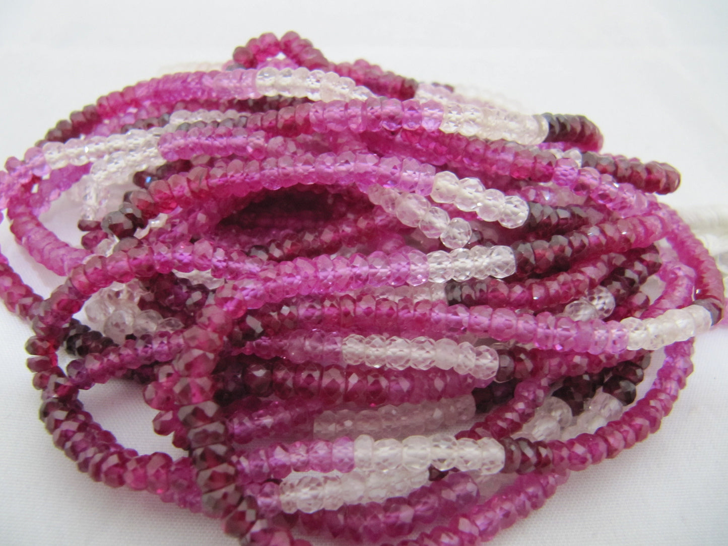 Multi Color Ruby 3mm To 4mm Rondelle Faceted Beads Strand 13-14 Inches Long Ruby Imitation Red Color Beads For Jewelry Making