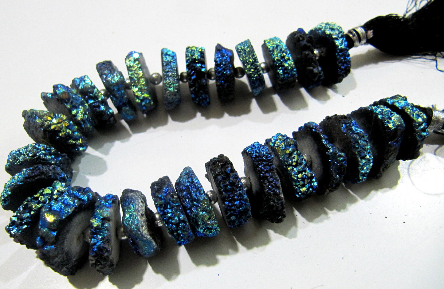 Royal Blue Color Solar Quartz Slice Beads, Disc Sparkling approx. 20mm Size Beads, Length 8 inches Druzy Beads Lunar Sparkle Magic