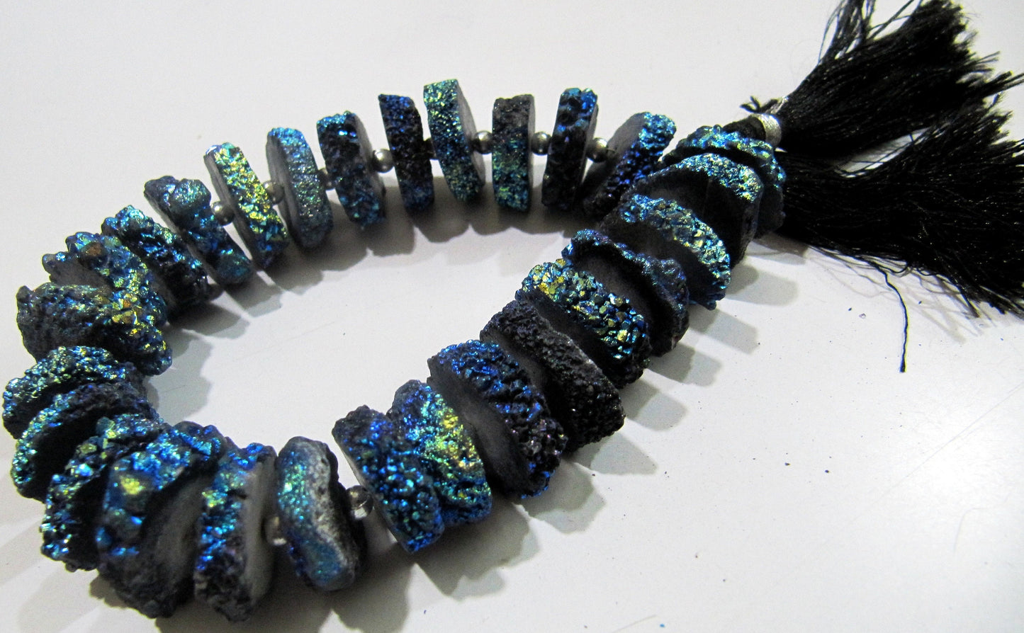 Royal Blue Color Solar Quartz Slice Beads, Disc Sparkling approx. 20mm Size Beads, Length 8 inches Druzy Beads Lunar Sparkle Magic