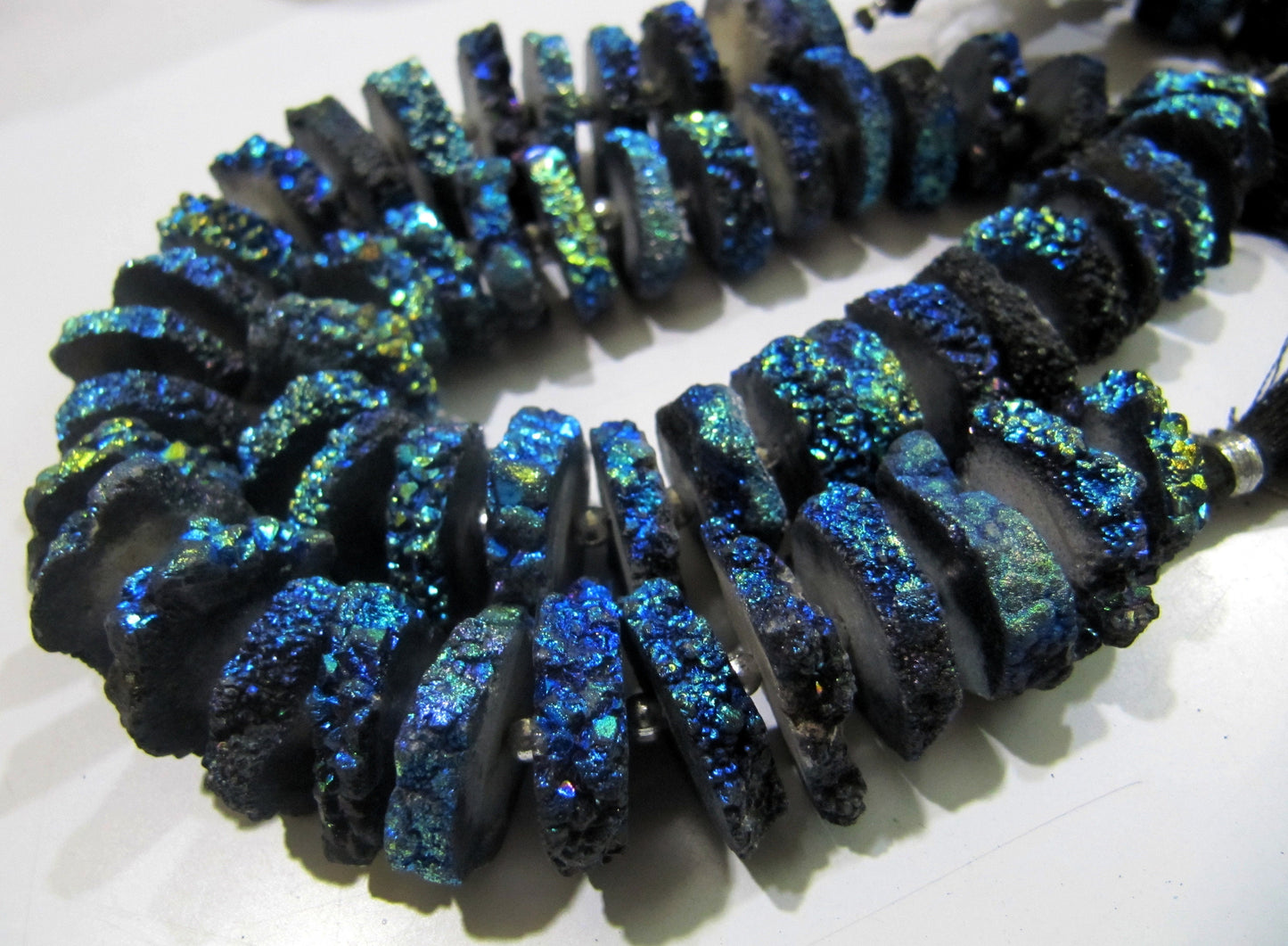 Royal Blue Color Solar Quartz Slice Beads, Disc Sparkling approx. 20mm Size Beads, Length 8 inches Druzy Beads Lunar Sparkle Magic