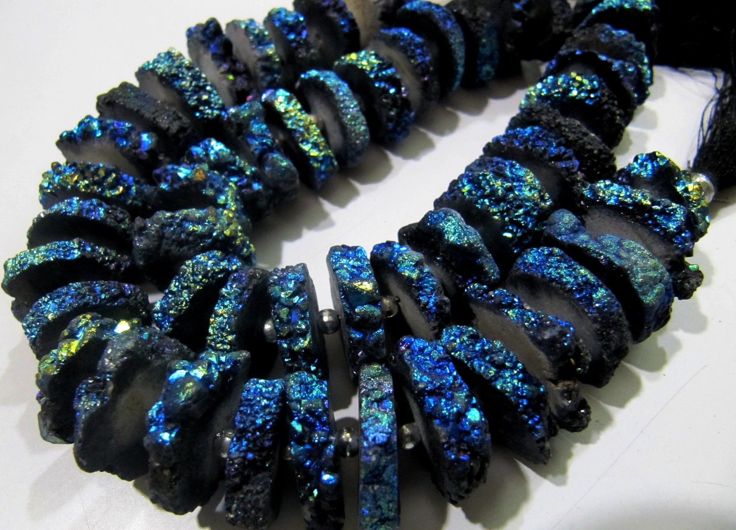Royal Blue Color Solar Quartz Slice Beads, Disc Sparkling approx. 20mm Size Beads, Length 8 inches Druzy Beads Lunar Sparkle Magic