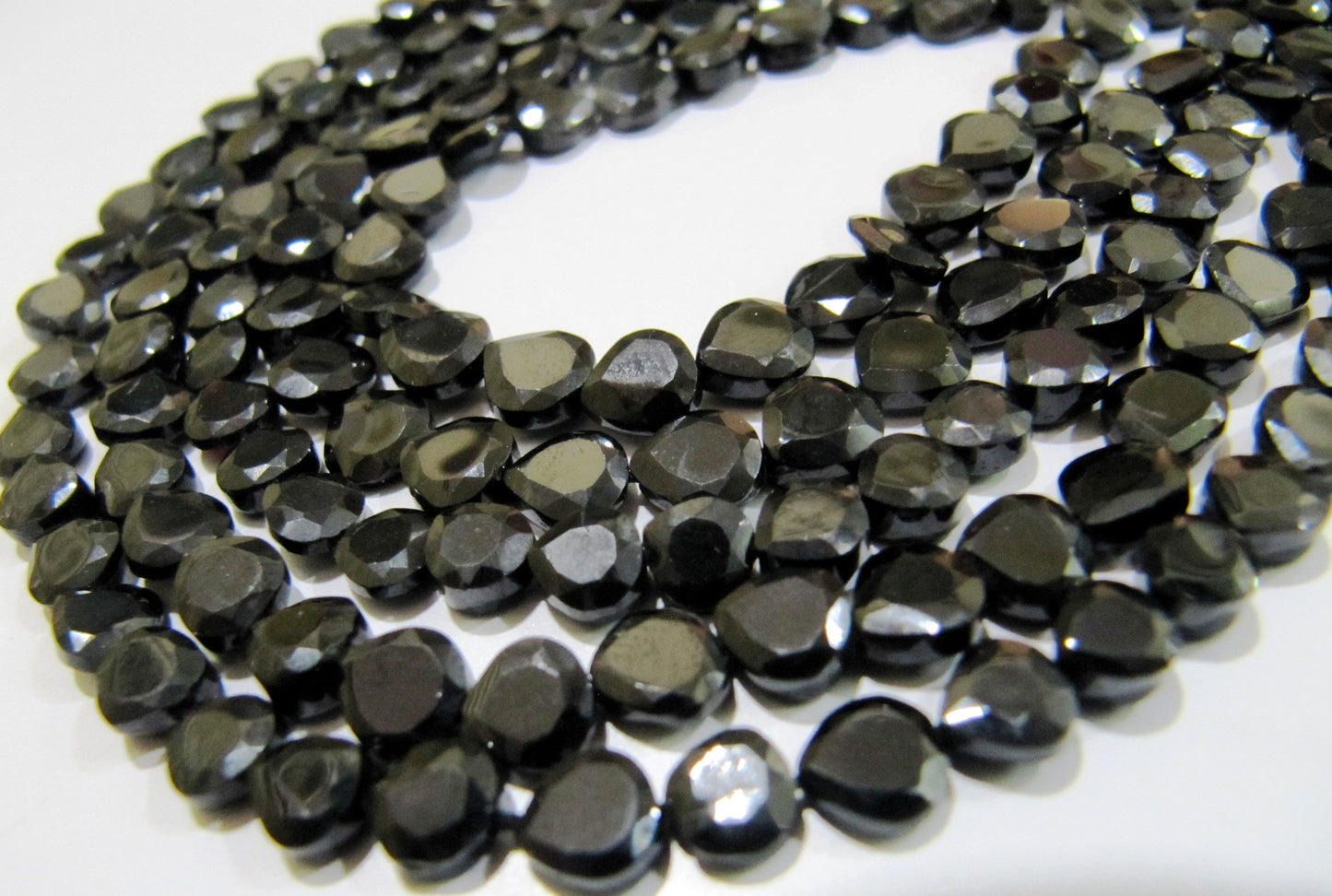 Natural Black Spinel Heart Shape Faceted Beads 5 to 6mm Strands 13inch long Semi Precious Fancy Shape beads sold Per Strand Wholesale Rates