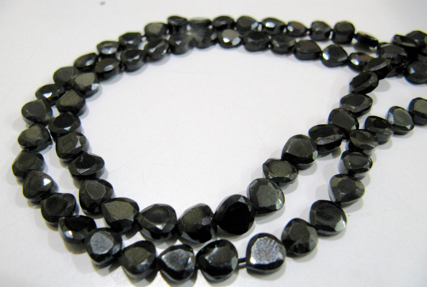 Natural Black Spinel Heart Shape Faceted Beads 5 to 6mm Strands 13inch long Semi Precious Fancy Shape beads sold Per Strand Wholesale Rates